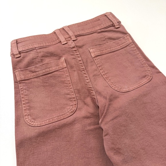 ZARA Kids Girls Marine Wide Leg Jeans Coral High Waisted Raw Hem Size 8 - Picture 6 of 6
